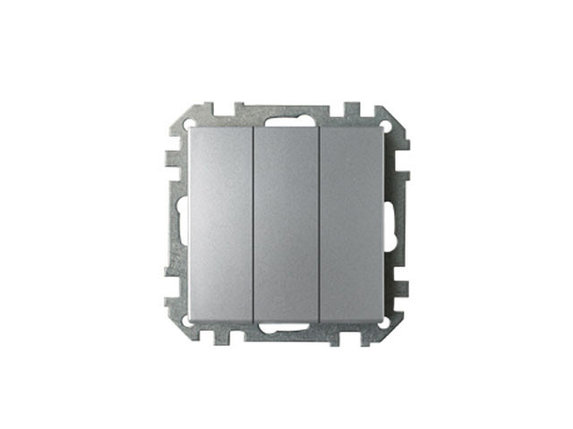 Выключатель 3 клав. (cкрытый, 10А) серебро, Стиль, Bylectrica, фото 1