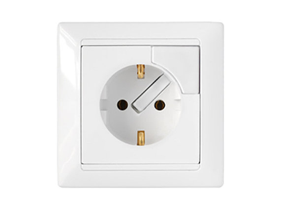 Розетка 1-ая (скрытая, с/з) с выталкивателем, белая, Стиль, Bylectrica, фото 1