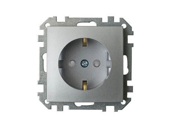 Розетка 1-ая (скрытая, с/з, з/ш) серебро, Стиль, Bylectrica, фото 1