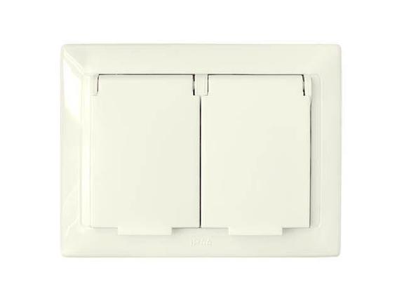 Розетка 2-ая (cкрытая, с/з, брызг. защ.) бежевая, Стиль, Bylectrica, фото 1