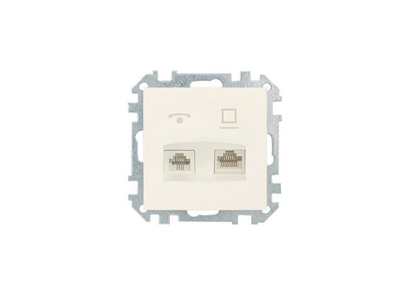 Розетка 2-ая комби телефонная+компьютерная (скрытая) бежевая, Стиль, BYLECTRICA, фото 1