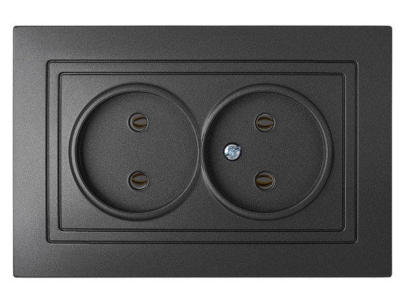 Розетка 2-ая (скрытая, б/з) графит, Уют, BYLECTRICA, фото 1