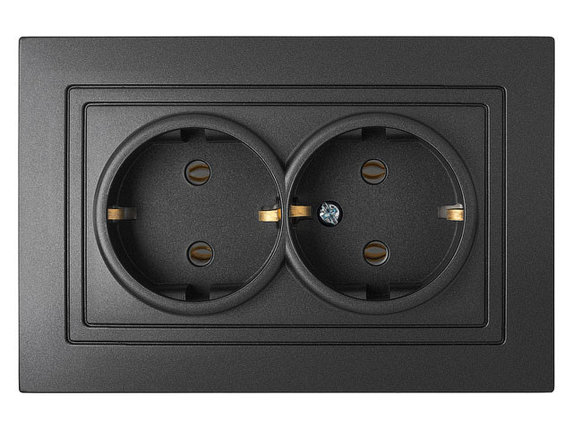 Розетка 2-ая (скрытая, с/з) графит, Уют, BYLECTRICA, фото 1
