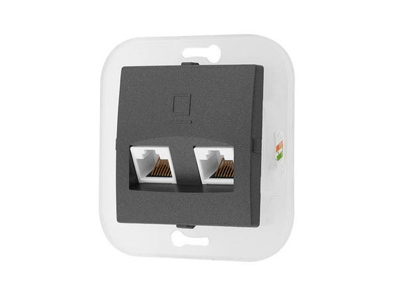 Розетка 2-ая компьютерная (скрытая) графит, Уют, Bylectrica, фото 1