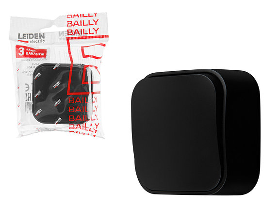 Выключатель 1 клав. (открытый, 10А) черный, Bailly, LEIDEN ELECTRIC, фото 1