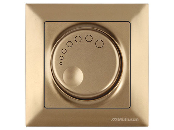 Выключатель поворотный (диммер) (скрытый, винт. зажим, 1000Вт) золото, DARIA, MUTLUSAN, фото 1