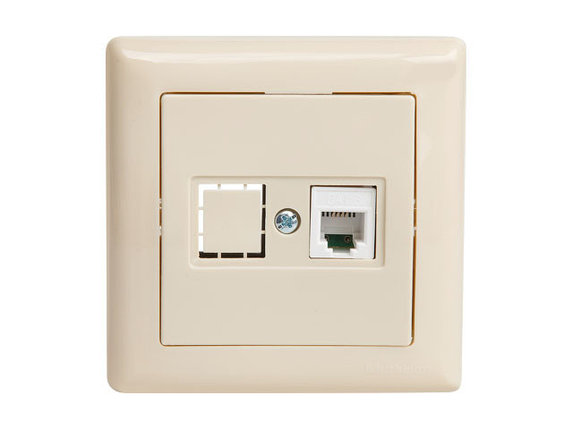 Розетка телефонная 1хRJ12 (скрытая, RJ12) кремовая, DARIA, MUTLUSAN, фото 1