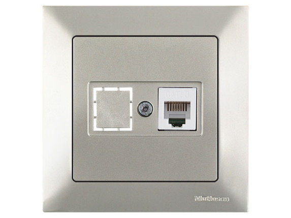 Розетка телефонная 1хRJ12 (скрытая) титан, DARIA, MUTLUSAN, фото 1
