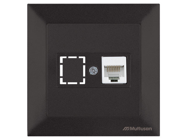 Розетка компьютерная 1xRJ45 (Cat5e, скрытая) черная, DARIA, MUTLUSAN