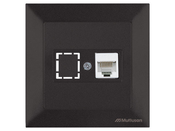 Розетка компьютерная 1xRJ45 (Cat5e, скрытая) черная, DARIA, MUTLUSAN, фото 1