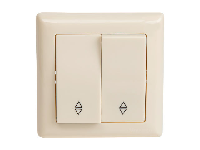 Выключатель проходной 2-клав. (скрытый, пруж. зажим) кремовый, DARIA, MUTLUSAN