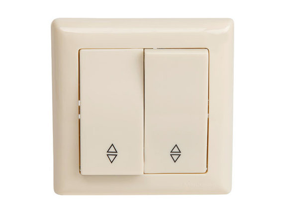 Выключатель проходной 2-клав. (скрытый, пруж. зажим) кремовый, DARIA, MUTLUSAN, фото 1