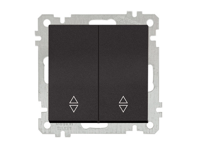 Выключатель проходной 2-клав. (скрытый, без рамки, пруж. зажим) черный, DARIA, MUTLUSAN