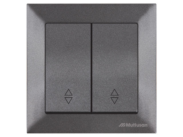 Выключатель проходной 2-клав. (скрытый, пруж. зажим) дымчатый, DARIA, MUTLUSAN