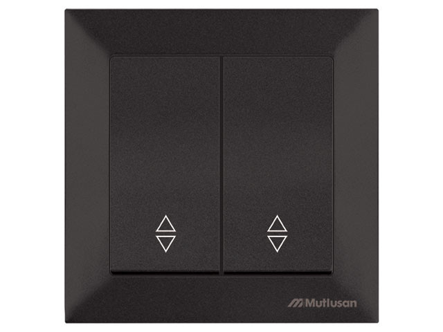 Выключатель проходной 2-клав. (скрытый, пруж. зажим) черный, DARIA, MUTLUSAN