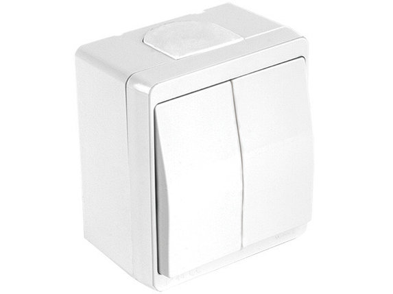 Выключатель 2-клав. (открытый) белый, NEMLIYER, MUTLUSAN, фото 1