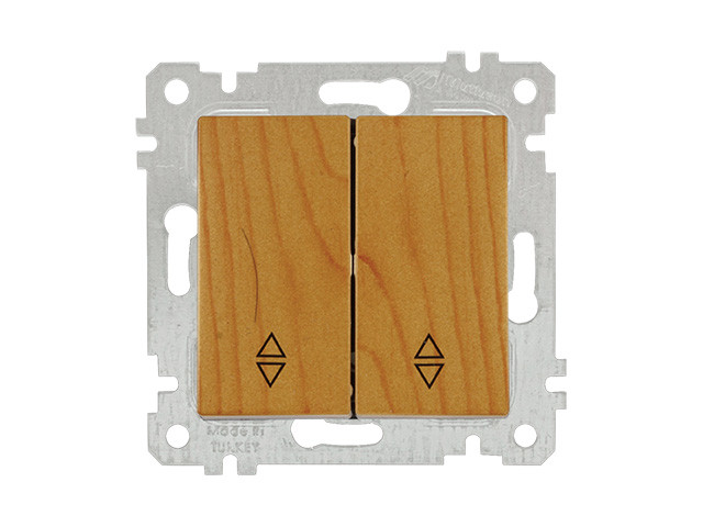 Выключатель проходной 2-клав. (скрытый, без рамки, винт. зажим) дуб, RITA, MUTLUSAN