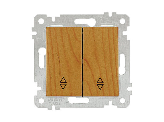 Выключатель проходной 2-клав. (скрытый, без рамки, винт. зажим) дуб, RITA, MUTLUSAN, фото 1