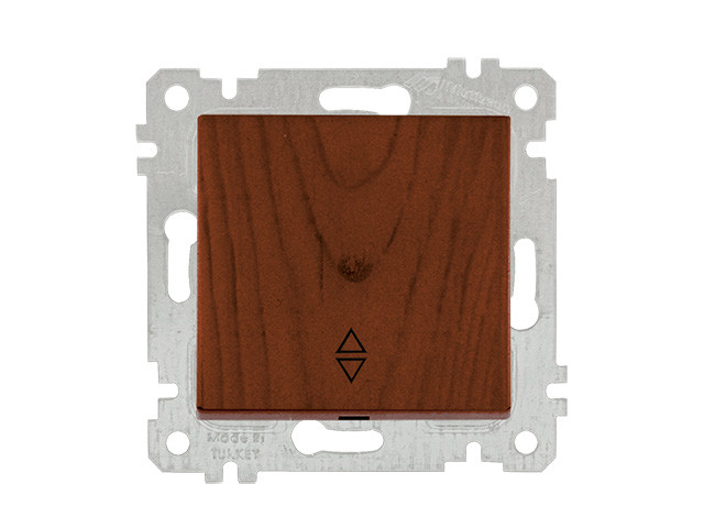 Выключатель проходной 1-клав. (скрытый, без рамки, пруж. зажим) орех, RITA, MUTLUSAN