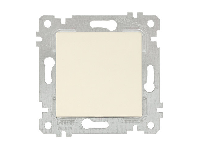 Выключатель 1-клав. (скрытый, без рамки, пруж. зажим) кремовый, RITA, MUTLUSAN