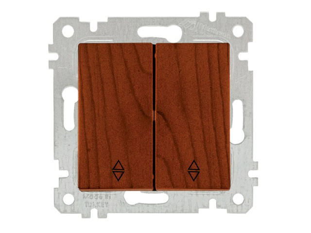 Выключатель проходной 2-клав. (скрытый, без рамки, пруж. зажим) вишня, RITA, MUTLUSAN