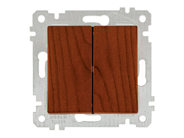 Выключатель 2-клав. (скрытый, без рамки, пруж. зажим) вишня, RITA, MUTLUSAN