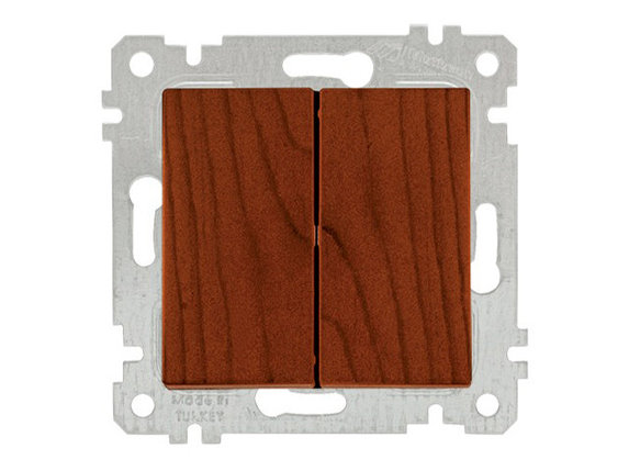 Выключатель 2-клав. (скрытый, без рамки, пруж. зажим) вишня, RITA, MUTLUSAN, фото 1