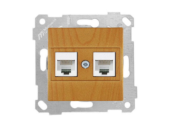 Розетка компьютерная 2xRJ45 (Cat5e, скрытая, без рамки) дуб, RITA, MUTLUSAN, фото 1