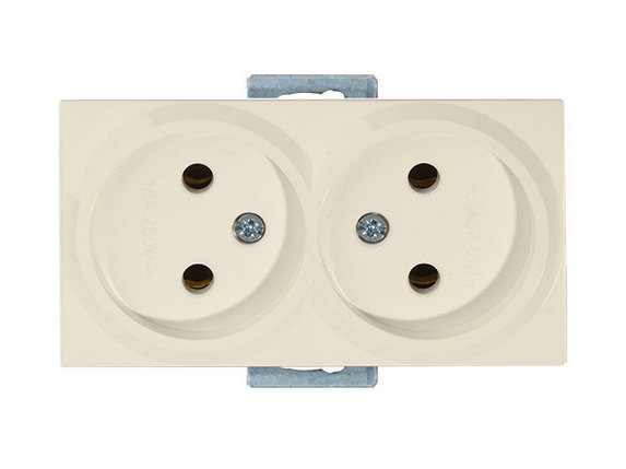 Розетка 2-ая (скрытая, б/з, керамика) кремовая, RITA, MUTLUSAN, фото 1