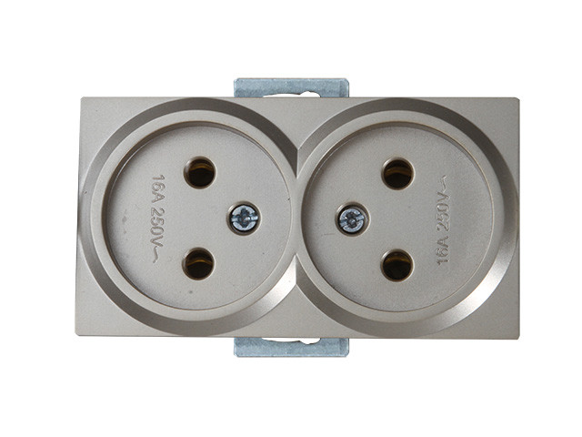 Розетка 2-ая (скрытая, б/з, керамика) титан, RITA, MUTLUSAN