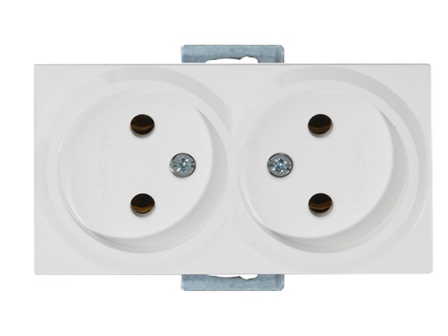 Розетка 2-ая (скрытая, б/з, керамика, без рамки) белая, RITA, MUTLUSAN