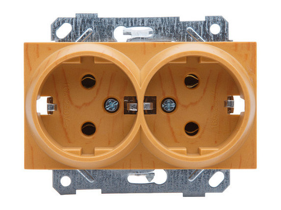 Розетка 2-ая (скрытая,с/з, керамика) дуб, RITA, MUTLUSAN, фото 1