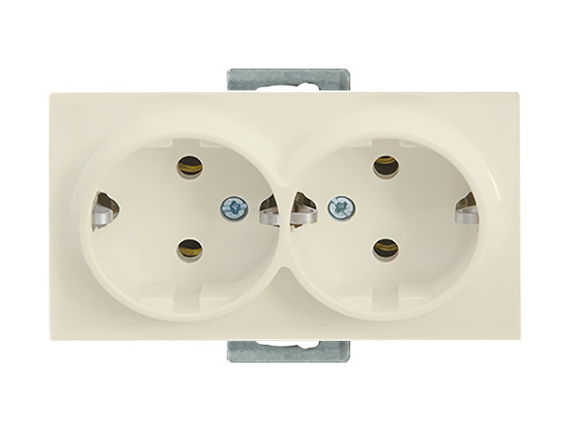 Розетка 2-ая (скрытая,с/з, керамика) кремовая, RITA, MUTLUSAN