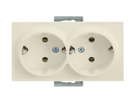 Розетка 2-ая (скрытая,с/з, керамика) кремовая, RITA, MUTLUSAN, фото 1