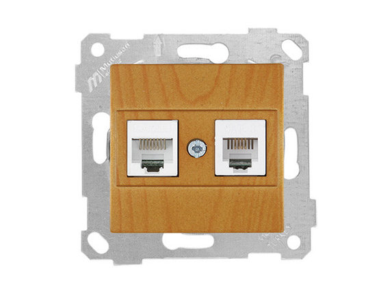 Розетка телефонная + компьютерная (RJ12+Cat5e, скрытая, без рамки) дуб, RITA, MUTLUSAN, фото 1