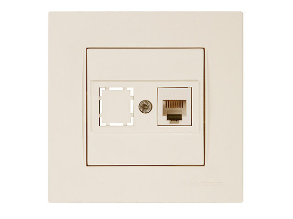 Розетка телефонная 1хRJ12 (скрытая, RJ12) кремовая, RITA, MUTLUSAN, фото 1