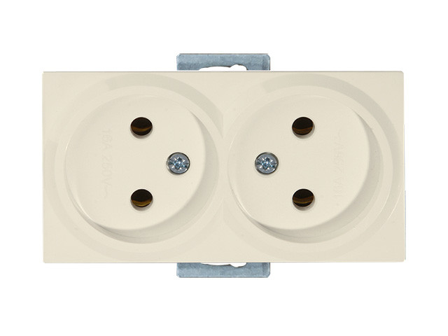 Розетка 2-ая (скрытая, б/з) кремовая, RITA, MUTLUSAN