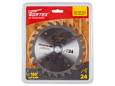 Диск пильный 160х20/16 мм 24 зуб. по дереву WORTEX
