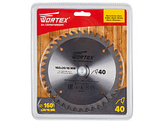 Диск пильный 160х20/16 мм 40 зуб. по дереву WORTEX
