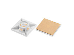 Площадка для хомут-стяжки 27х27 мм самоклеящаяся, белая (100 шт в пакете)