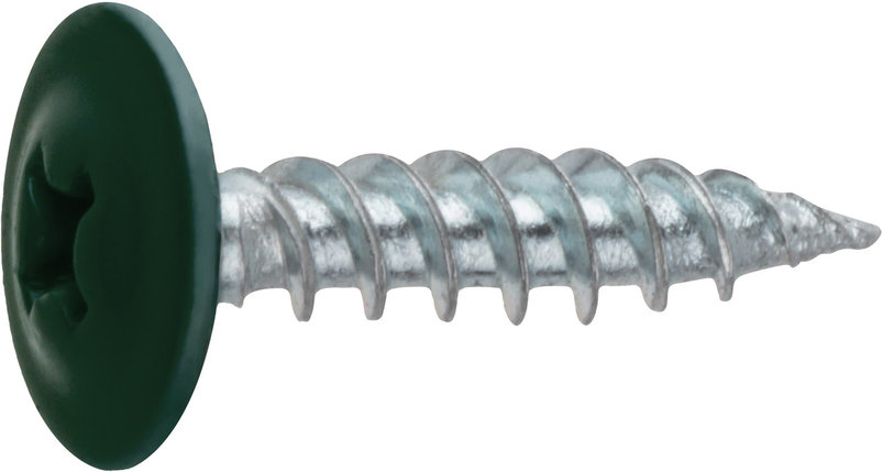 Саморез 4.2х19 мм с прессшайбой, цинк, острый, RAL 6005 (50 шт в зип-локе) STARFIX, фото 1