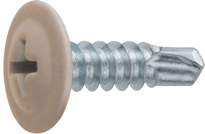 Саморез 4.2х16 мм с прессшайбой, цинк, со сверлом, RAL 1014 (50 шт в зип-локе) STARFIX, фото 1