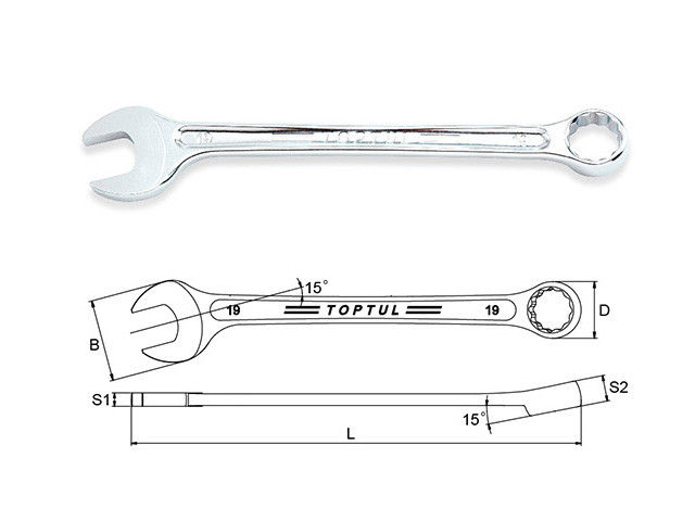 Ключ комбинированный 20мм 15° TOPTUL