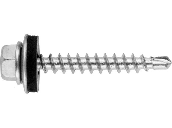 Саморез кровельный 4.8х29 мм цинк, шайба с прокл., PT1 (5000 шт в коробе) STARFIX, фото 1