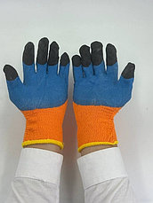 Перчатки зимние рабочие утолщенные износостойкие 300 оранжевые ПВХ. В упаковке 10 пар, фото 4