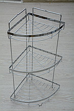 Угловая полка металлическая,3-полки,хром 323А