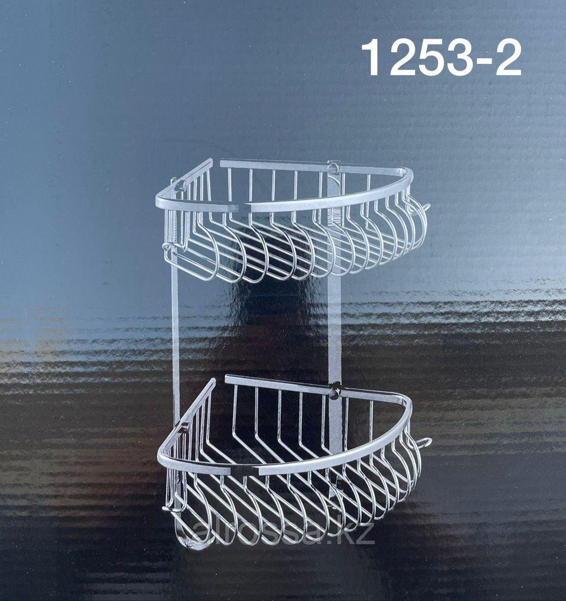 Угловая полка металлическая, 2-полка, хром P1253-2, фото 1