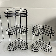 Угловая полка металлическая "Сердечка", 3-полки, черный 4883B