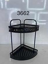 Угловая полка металлическая,2-полки, черная 3662B