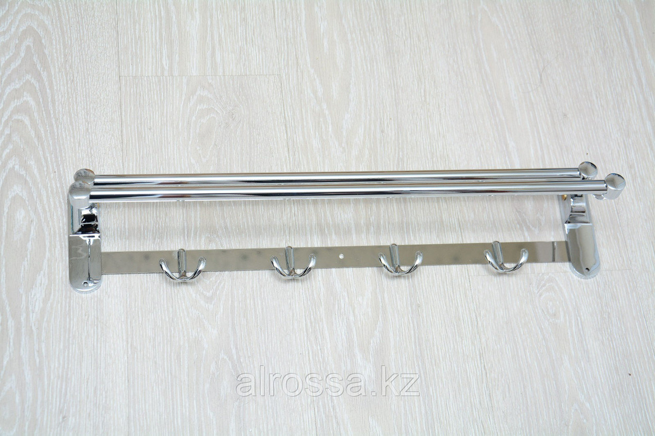 Полка металлическая настенная с крючками, P5205 Хром, фото 1